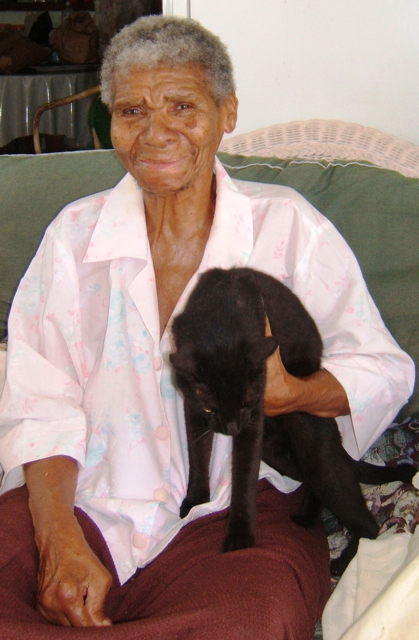Miss Eileen holds Blackie