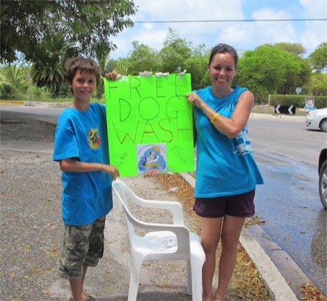 At the Puppy Wash event A photo showing the puppy wash event